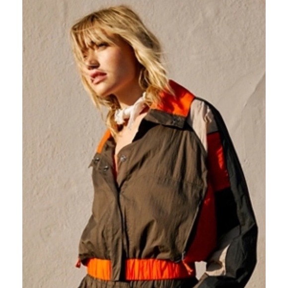 Free People Jackets & Blazers - Free People Colorblock Jacket - Orange, Black, Brown